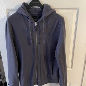 All saints M dark grey zip front hoodie
